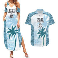 Custom Fiji Rugby Couples Matching Summer Maxi Dress and Hawaiian Shirt History Champions World Cup 7s - Bllue LT9 Blue - Polynesian Pride