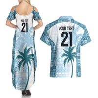 Custom Fiji Rugby Couples Matching Summer Maxi Dress and Hawaiian Shirt History Champions World Cup 7s - Bllue LT9 - Polynesian Pride