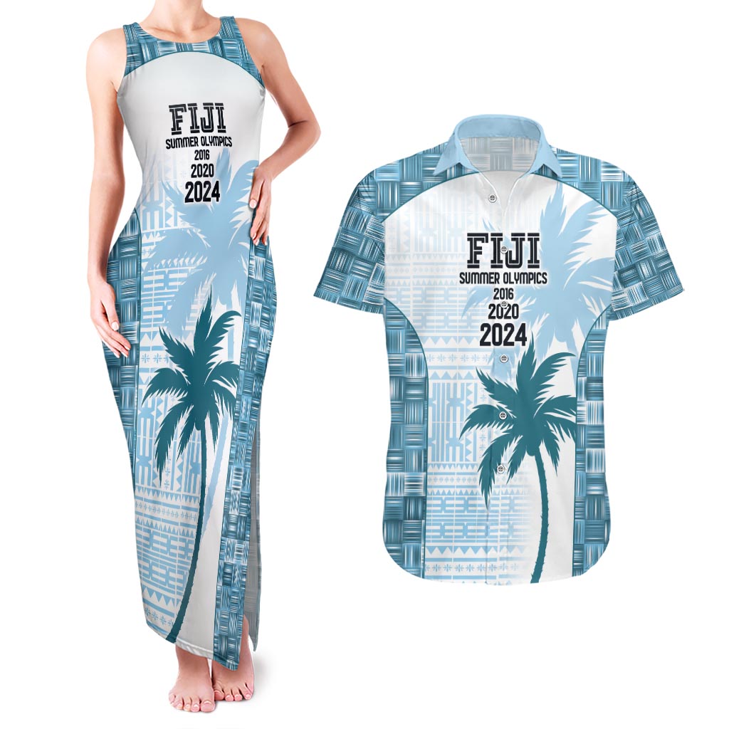 Custom Fiji Rugby Couples Matching Tank Maxi Dress and Hawaiian Shirt History Champions World Cup 7s - Bllue LT9 Blue - Polynesian Pride