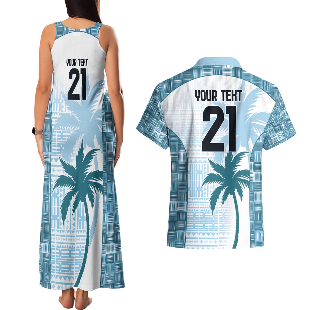 Custom Fiji Rugby Couples Matching Tank Maxi Dress and Hawaiian Shirt History Champions World Cup 7s - Bllue LT9 - Polynesian Pride