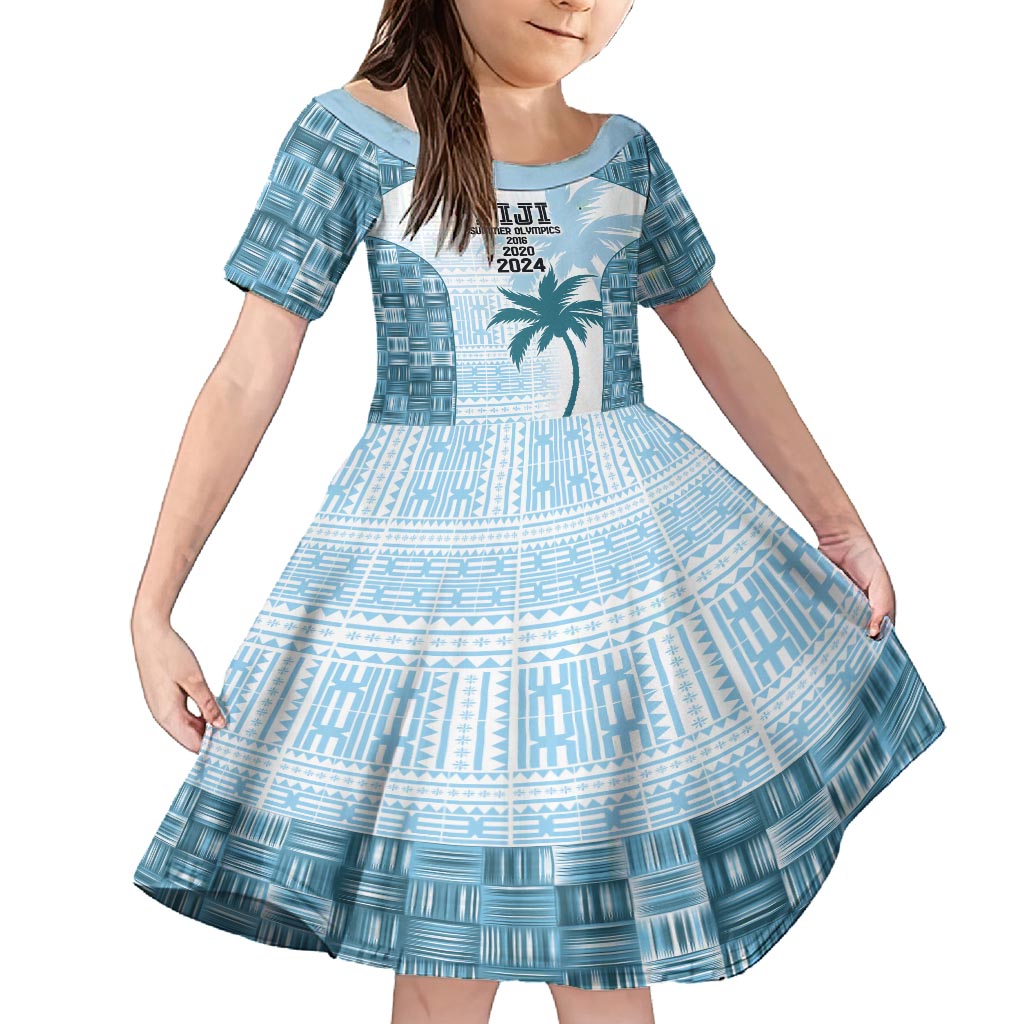 Custom Fiji Rugby Family Matching Long Sleeve Bodycon Dress and Hawaiian Shirt History Champions World Cup 7s - Bllue LT9 Daughter's Dress Blue - Polynesian Pride