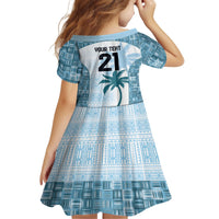 Custom Fiji Rugby Family Matching Off The Shoulder Long Sleeve Dress and Hawaiian Shirt History Champions World Cup 7s - Bllue LT9 - Polynesian Pride