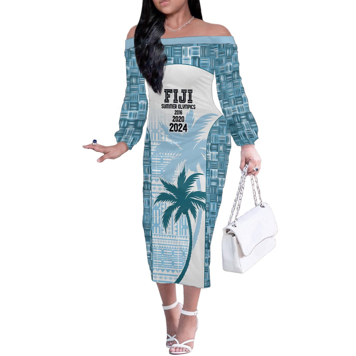 Custom Fiji Rugby Family Matching Off The Shoulder Long Sleeve Dress and Hawaiian Shirt History Champions World Cup 7s - Bllue LT9 Mom's Dress Blue - Polynesian Pride