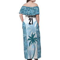 Custom Fiji Rugby Family Matching Off Shoulder Maxi Dress and Hawaiian Shirt History Champions World Cup 7s - Bllue LT9 - Polynesian Pride
