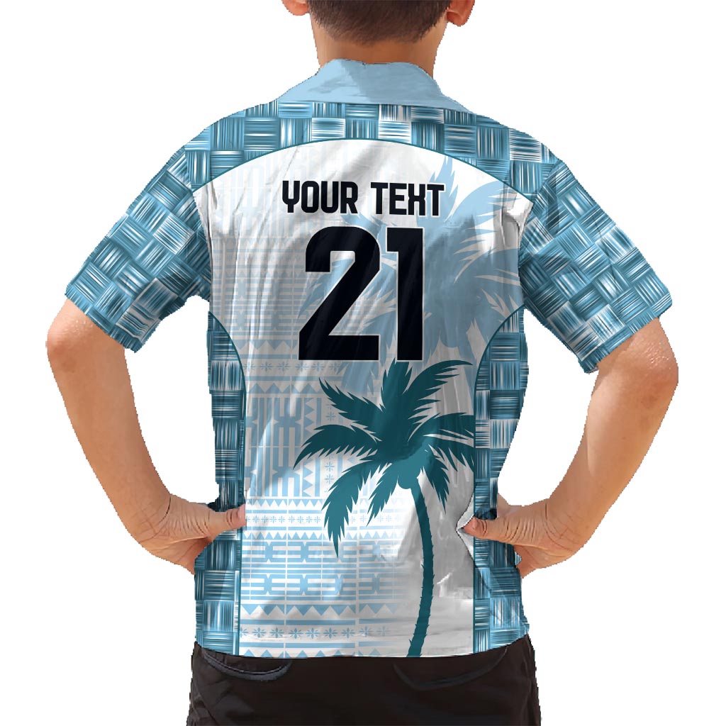 Custom Fiji Rugby Family Matching Off Shoulder Short Dress and Hawaiian Shirt History Champions World Cup 7s - Bllue LT9 - Polynesian Pride