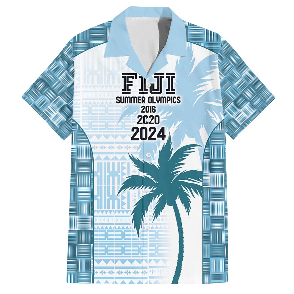 Custom Fiji Rugby Family Matching Off Shoulder Short Dress and Hawaiian Shirt History Champions World Cup 7s - Bllue LT9 Dad's Shirt - Short Sleeve Blue - Polynesian Pride