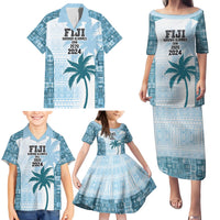 Custom Fiji Rugby Family Matching Puletasi and Hawaiian Shirt History Champions World Cup 7s - Bllue LT9 - Polynesian Pride