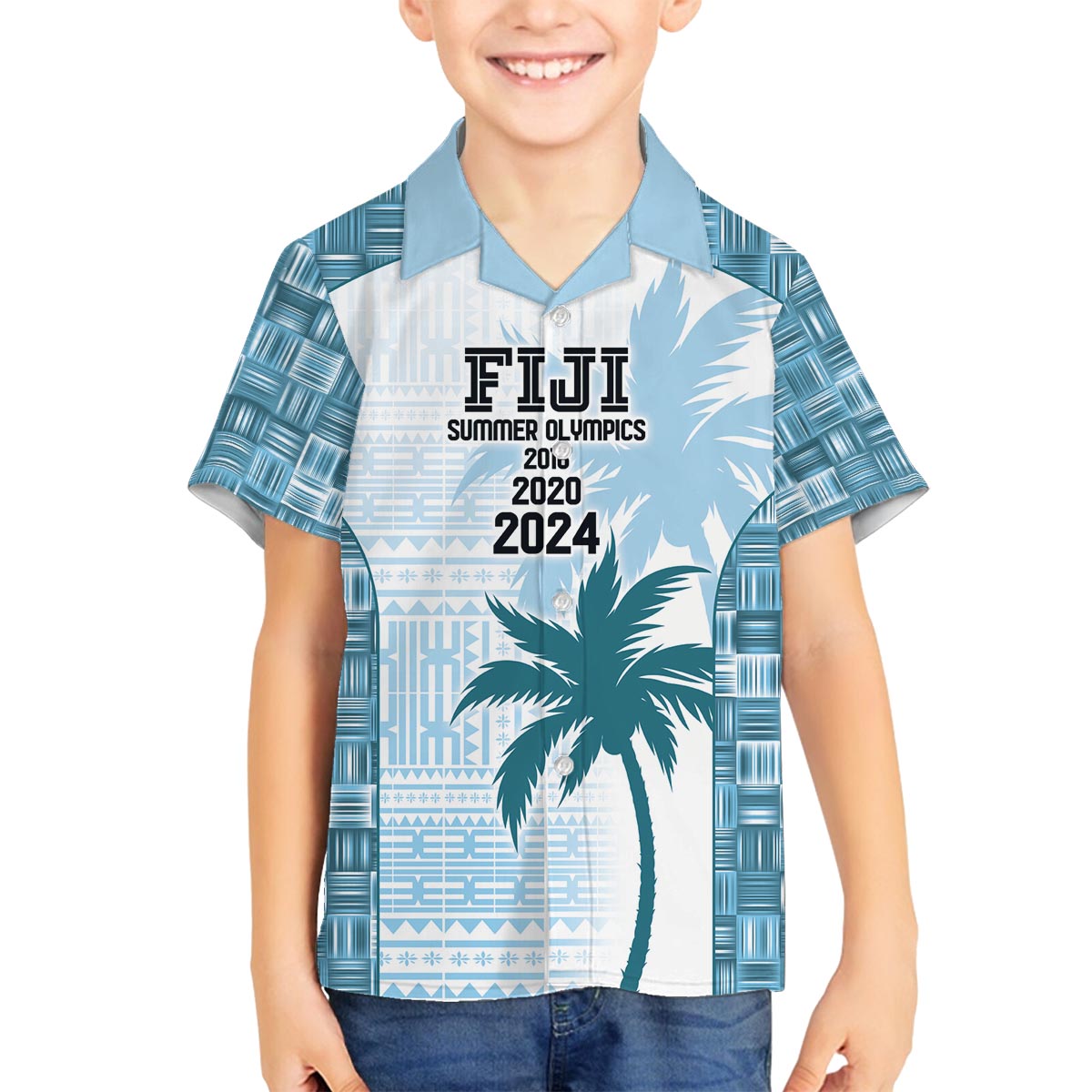 Custom Fiji Rugby Family Matching Puletasi and Hawaiian Shirt History Champions World Cup 7s - Bllue LT9 Son's Shirt Blue - Polynesian Pride