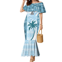 Custom Fiji Rugby Mermaid Dress History Champions World Cup 7s - Bllue LT9 Women Blue - Polynesian Pride