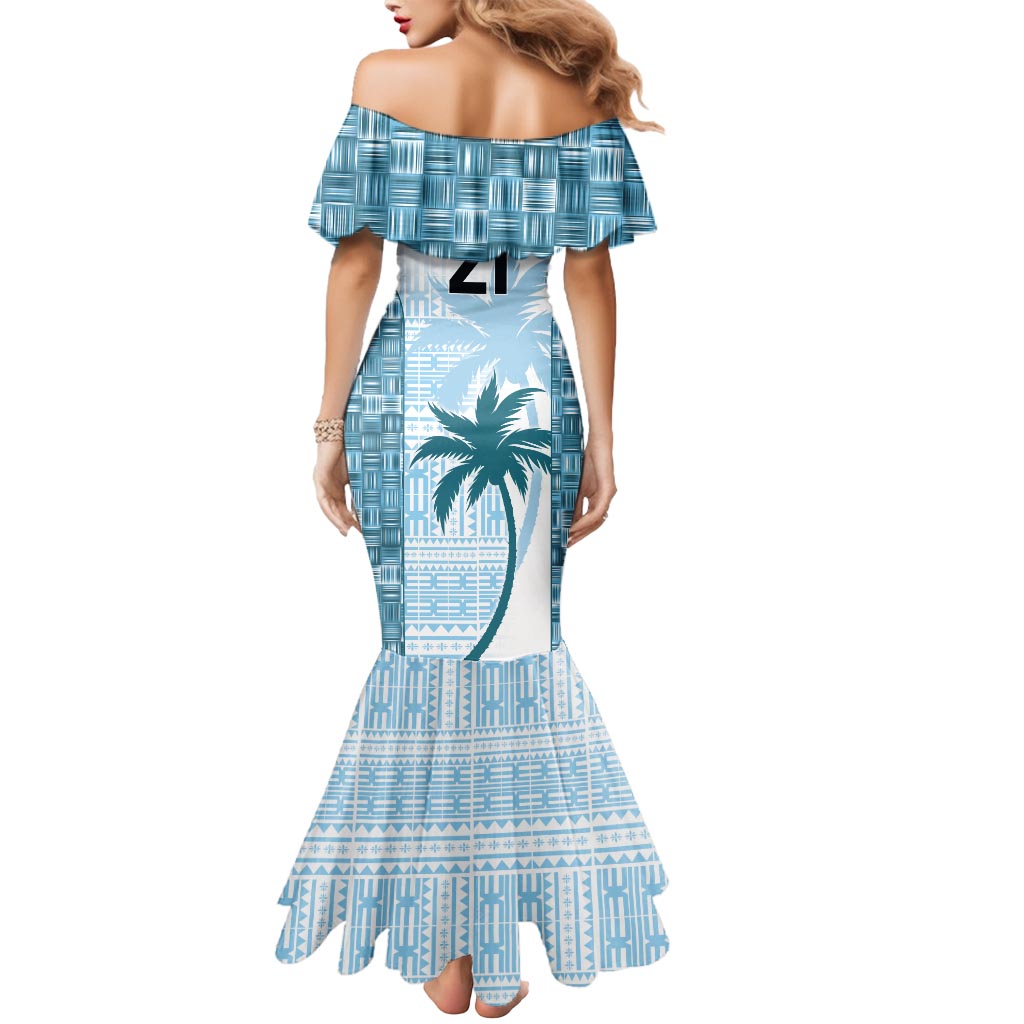 Custom Fiji Rugby Mermaid Dress History Champions World Cup 7s - Bllue LT9 - Polynesian Pride