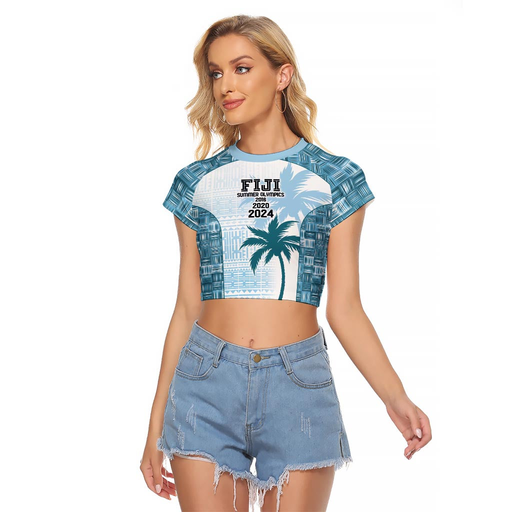 Custom Fiji Rugby Raglan Cropped T Shirt History Champions World Cup 7s - Bllue LT9 Female Blue - Polynesian Pride