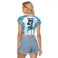 Custom Fiji Rugby Raglan Cropped T Shirt History Champions World Cup 7s - Bllue LT9 - Polynesian Pride