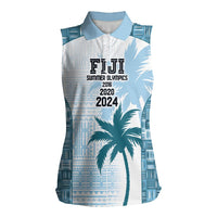 Custom Fiji Rugby Women Sleeveless Polo Shirt History Champions World Cup 7s - Bllue LT9 Female Blue - Polynesian Pride