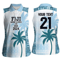 Custom Fiji Rugby Women Sleeveless Polo Shirt History Champions World Cup 7s - Bllue LT9 - Polynesian Pride