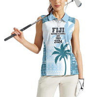 Custom Fiji Rugby Women Sleeveless Polo Shirt History Champions World Cup 7s - Bllue LT9 - Polynesian Pride