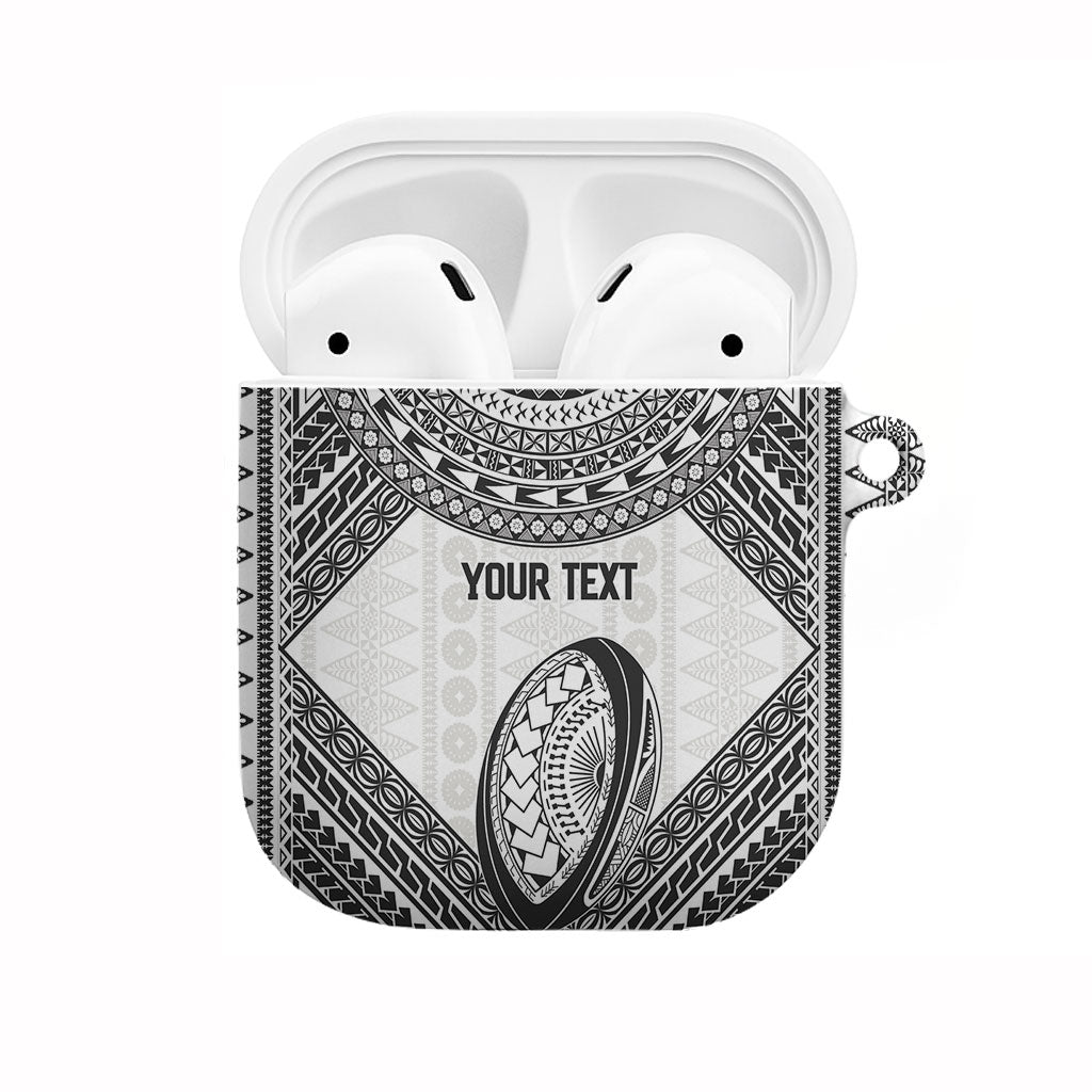 Custom Rugby Fiji National Heritage AirPods Case White Traditional Masi Inspired LT9 White - Polynesian Pride