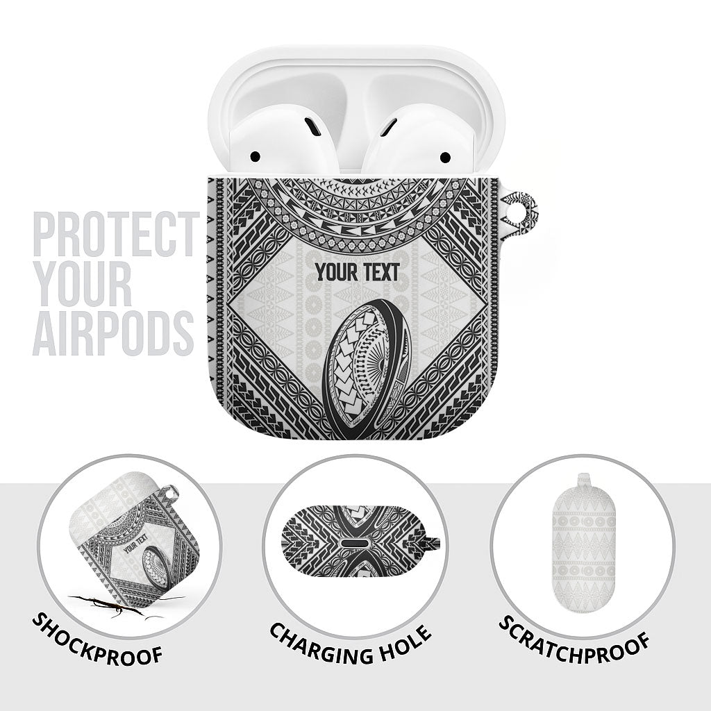 Custom Rugby Fiji National Heritage AirPods Case White Traditional Masi Inspired