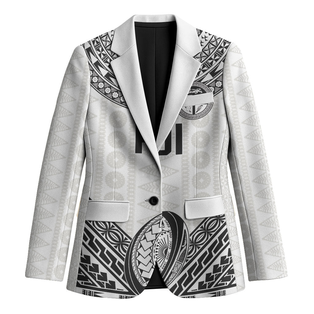 Custom Rugby Fiji National Heritage Blazer White Traditional Masi Inspired
