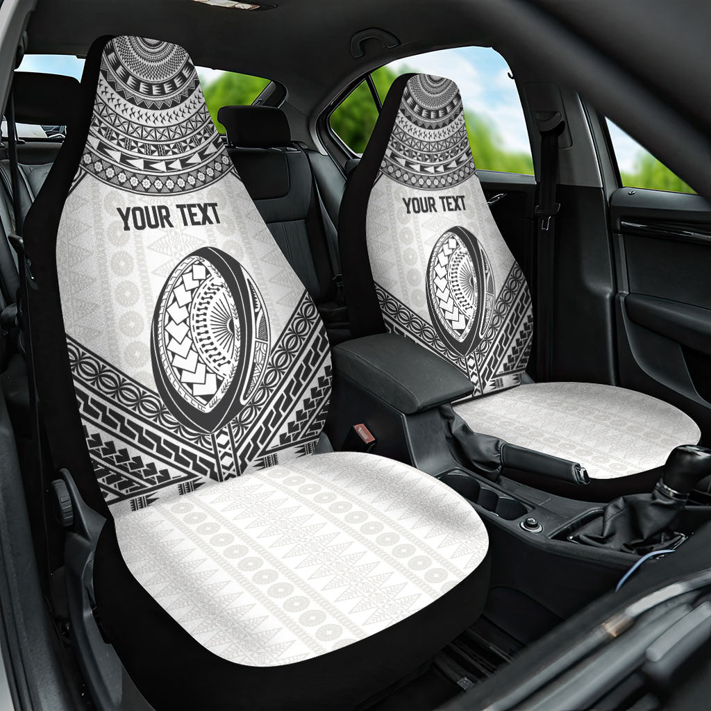 Custom Rugby Fiji National Heritage Car Seat Cover White Traditional Masi Inspired LT9 One Size White - Polynesian Pride