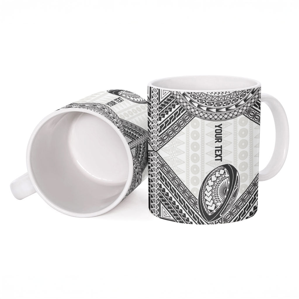Custom Rugby Fiji National Heritage Ceramic Mug White Traditional Masi Inspired