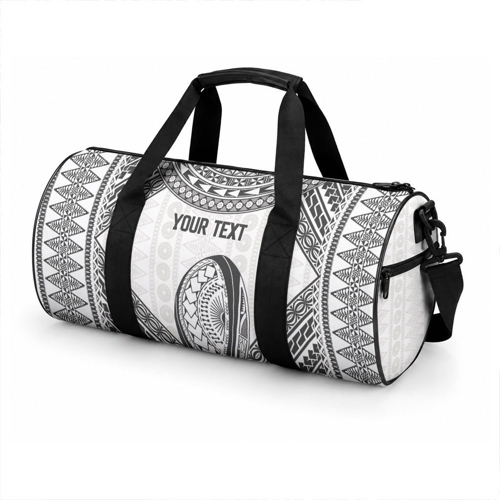Custom Rugby Fiji National Heritage Duffle Bag White Traditional Masi Inspired LT9 - Polynesian Pride