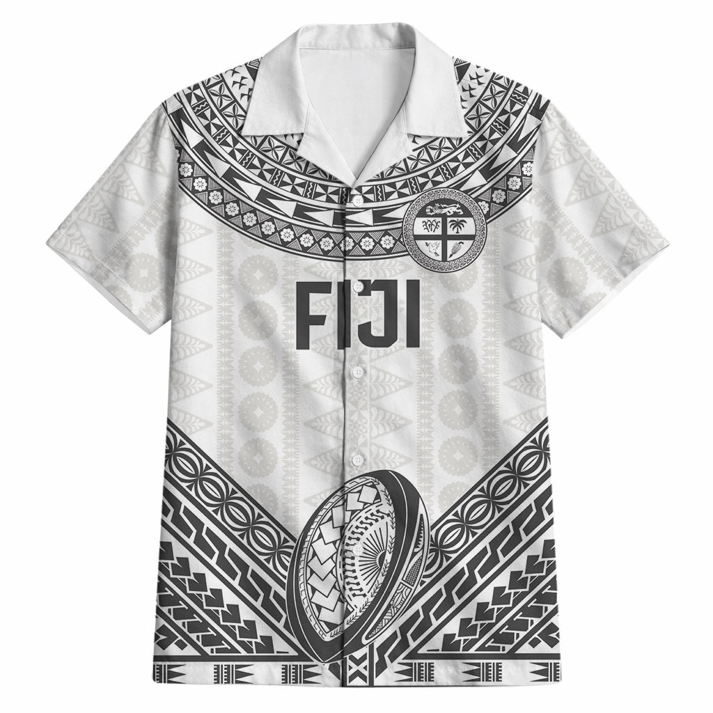 Custom Rugby Fiji National Heritage Hawaiian Shirt White Traditional Masi Inspired LT9 White - Polynesian Pride