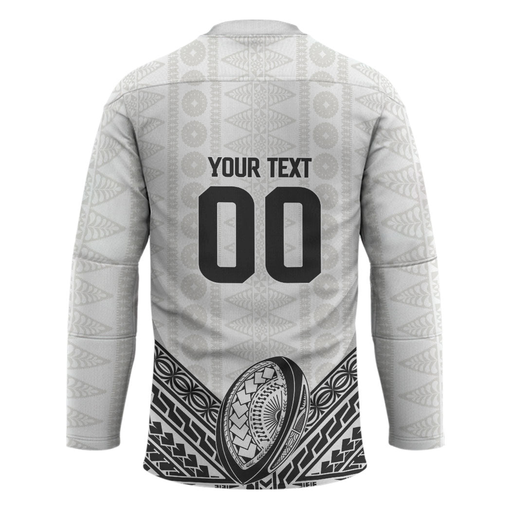 Custom Rugby Fiji National Heritage Hockey Jersey White Traditional Masi Inspired