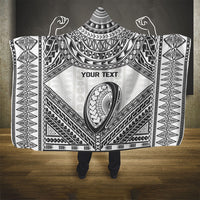 Custom Rugby Fiji National Heritage Hooded Blanket White Traditional Masi Inspired