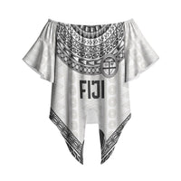 Custom Rugby Fiji National Heritage Off Shoulder Wrap Waist Top White Traditional Masi Inspired LT9 White - Polynesian Pride