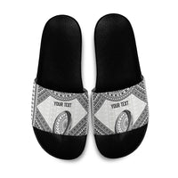 Custom Rugby Fiji National Heritage Slide Sandals White Traditional Masi Inspired
