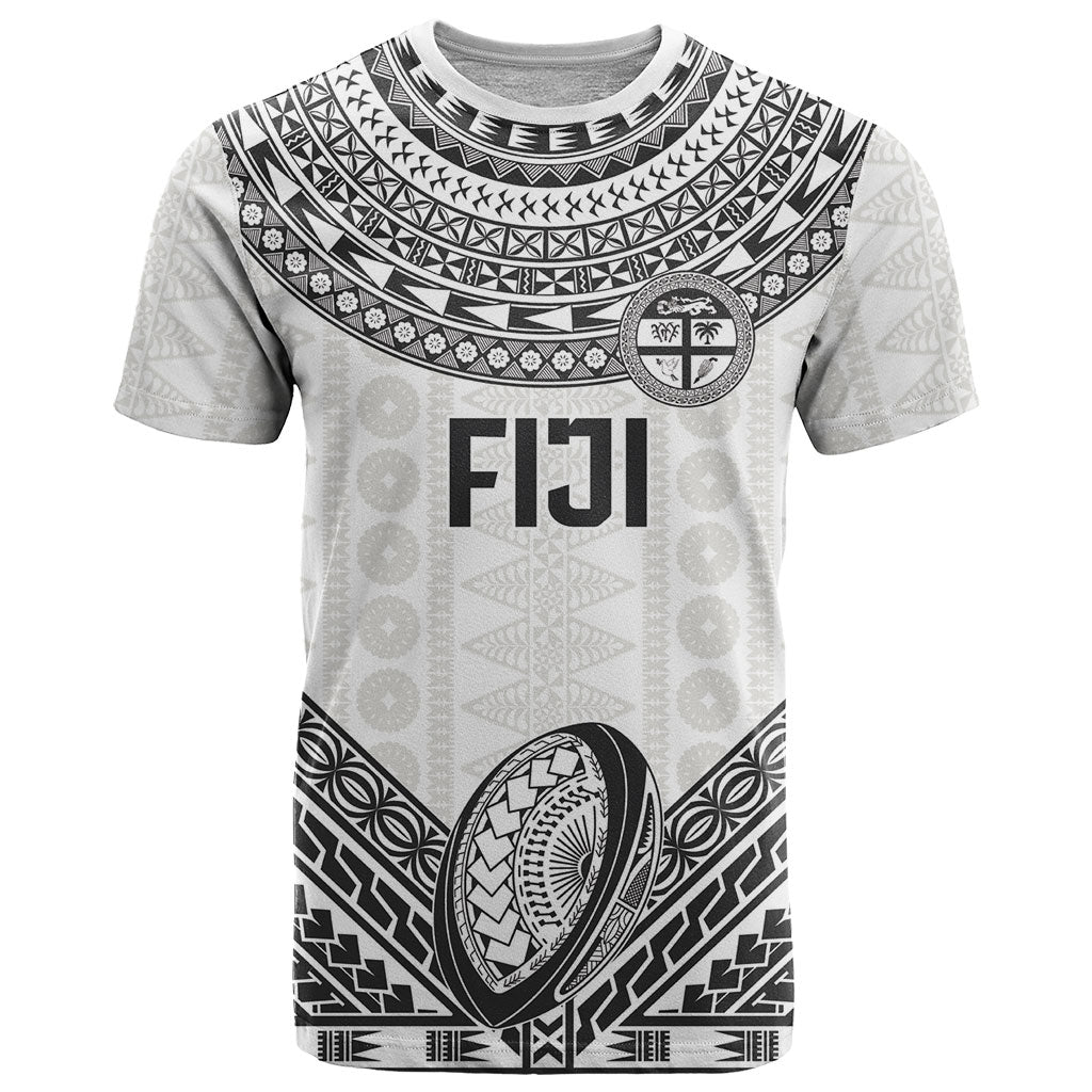 Custom Rugby Fiji National Heritage T Shirt White Traditional Masi Inspired LT9 White - Polynesian Pride