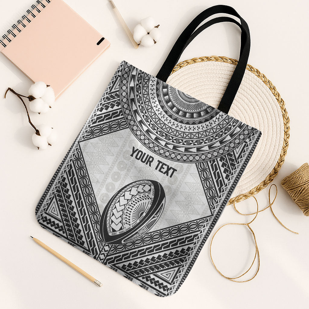 Custom Rugby Fiji National Heritage Tote Bag White Traditional Masi Inspired LT9 Black Strap One Size White - Polynesian Pride