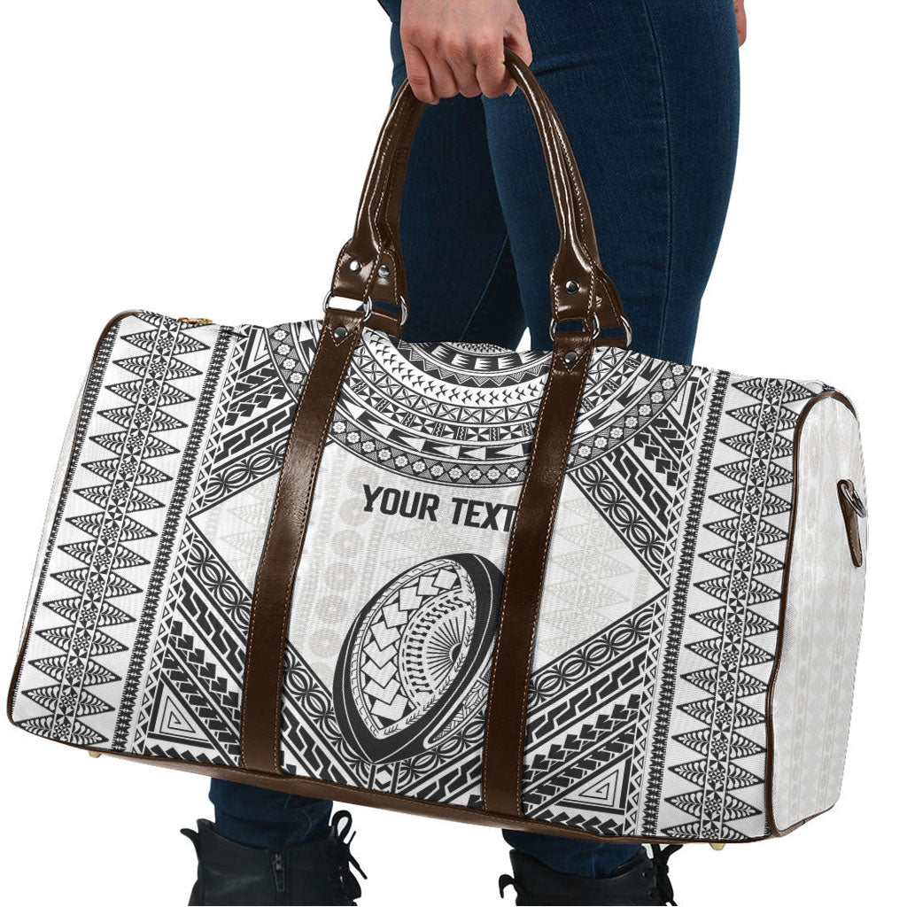 Custom Rugby Fiji National Heritage Travel Bag White Traditional Masi Inspired