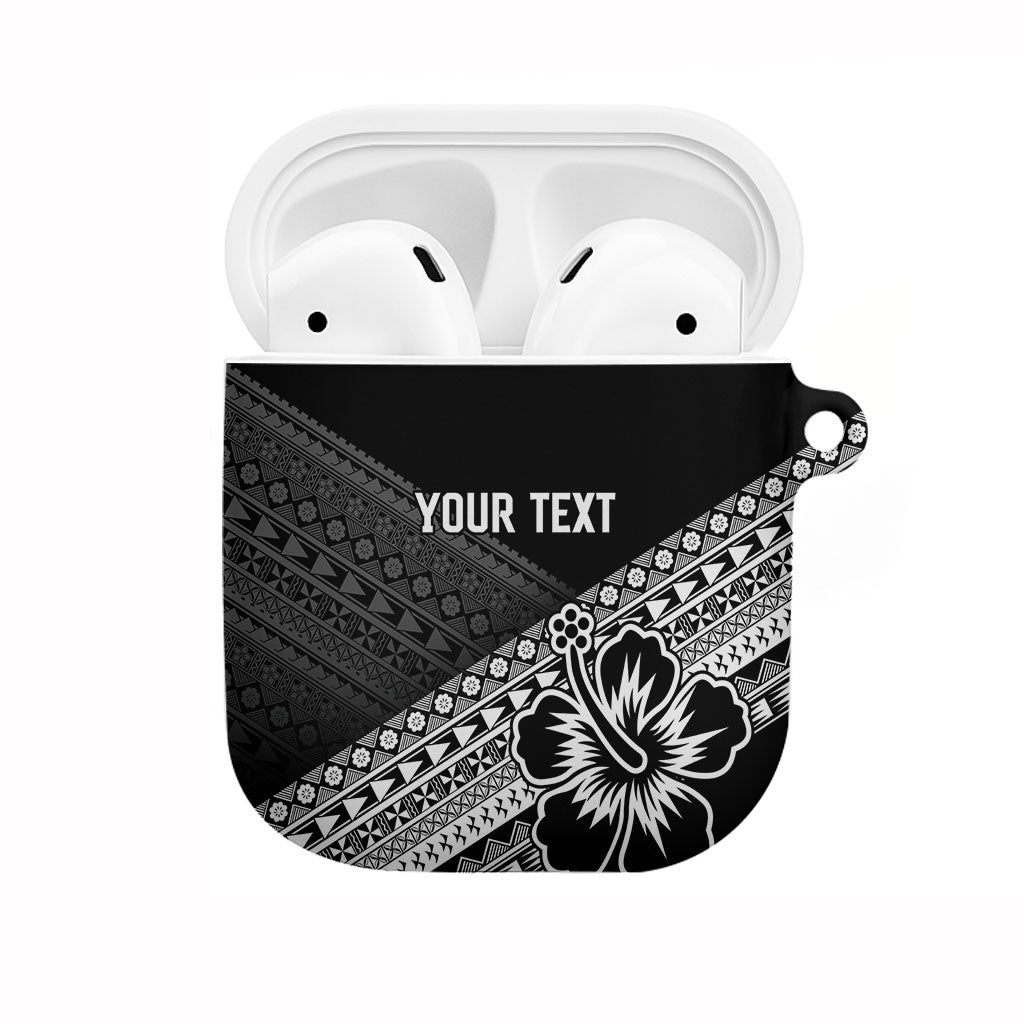 Custom Rugby Fiji AirPods Case Black Traditional Masi Inspired LT9 Black - Polynesian Pride