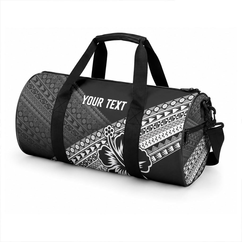 Custom Rugby Fiji Duffle Bag Black Traditional Masi Inspired LT9 - Polynesian Pride