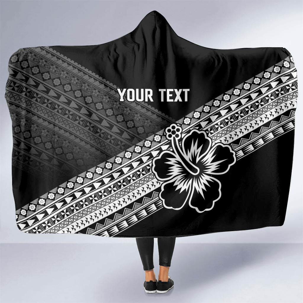 Custom Rugby Fiji Hooded Blanket Black Traditional Masi Inspired LT9 One Size Black - Polynesian Pride