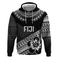 Custom Rugby Fiji Hoodie Black Traditional Masi Inspired