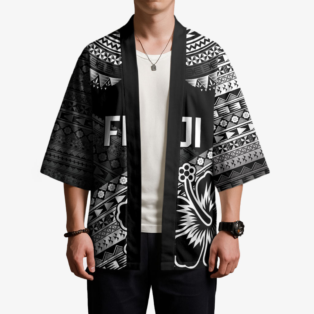 Custom Rugby Fiji Kimono Black Traditional Masi Inspired