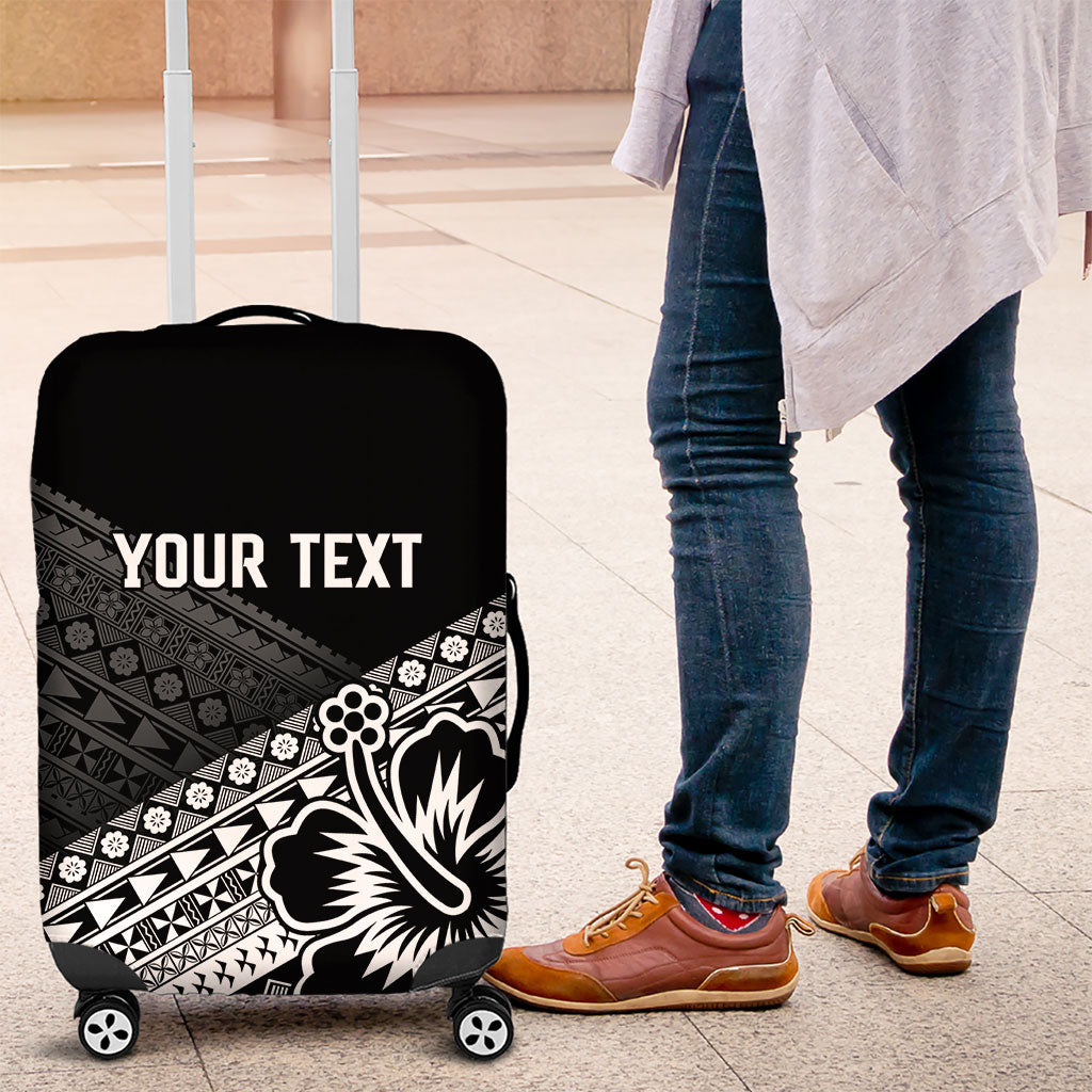 Custom Rugby Fiji Luggage Cover Black Traditional Masi Inspired LT9 Black - Polynesian Pride