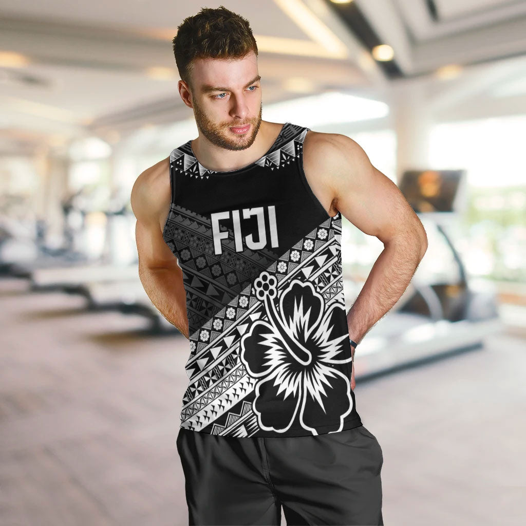 Custom Rugby Fiji Men Tank Top Black Traditional Masi Inspired LT9 Black - Polynesian Pride