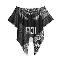 Custom Rugby Fiji Off Shoulder Wrap Waist Top Black Traditional Masi Inspired LT9 Black - Polynesian Pride