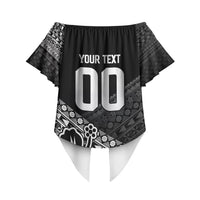 Custom Rugby Fiji Off Shoulder Wrap Waist Top Black Traditional Masi Inspired LT9 - Polynesian Pride