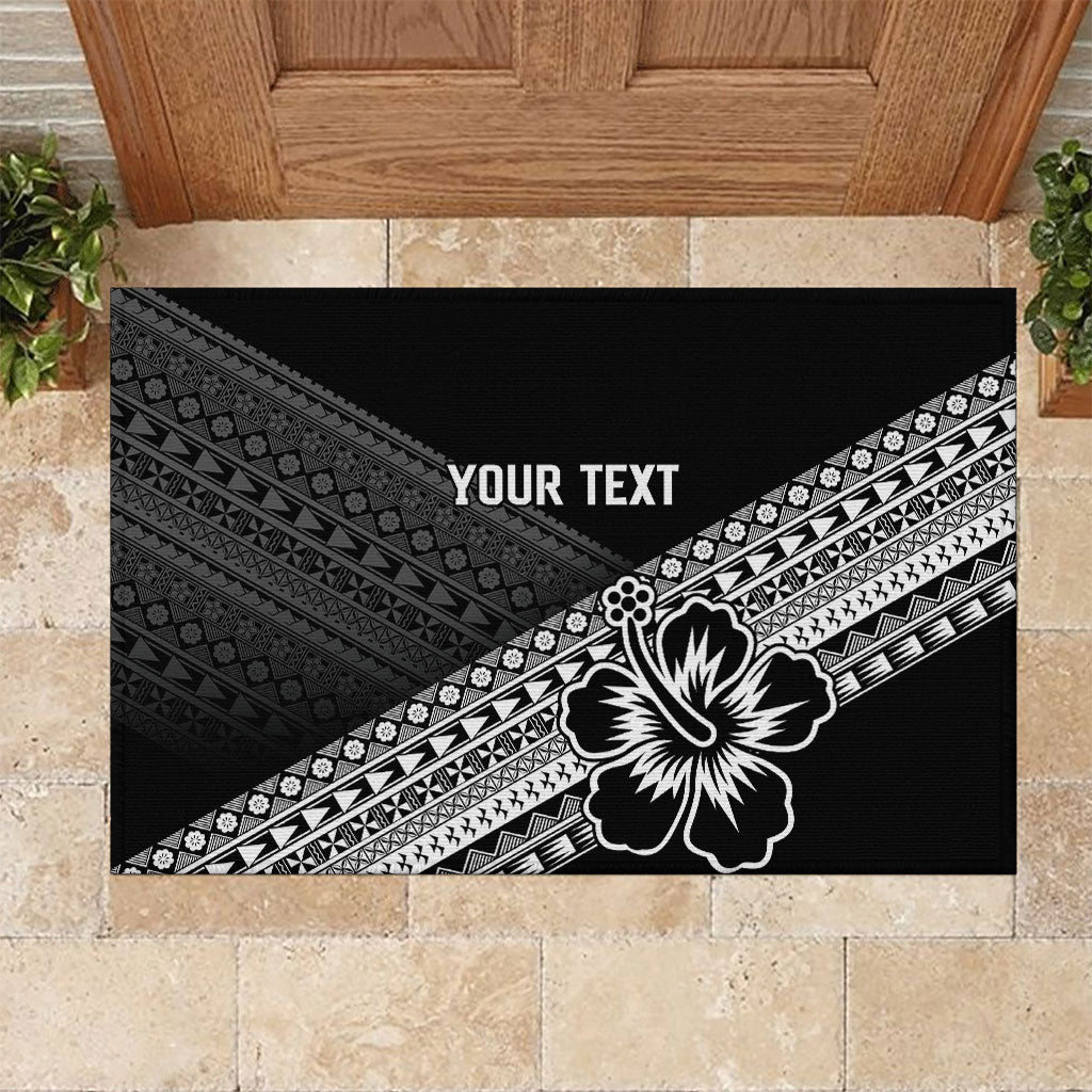 Custom Rugby Fiji Rubber Doormat Black Traditional Masi Inspired LT9 Black - Polynesian Pride