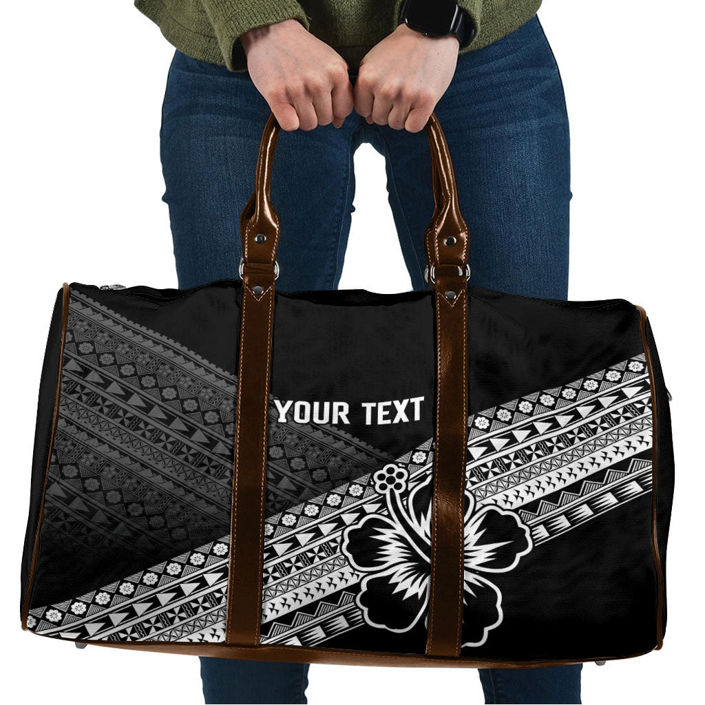Custom Rugby Fiji Travel Bag Black Traditional Masi Inspired LT9 Black - Polynesian Pride