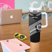 Custom Rugby Fiji Tumbler With Handle Black Traditional Masi Inspired