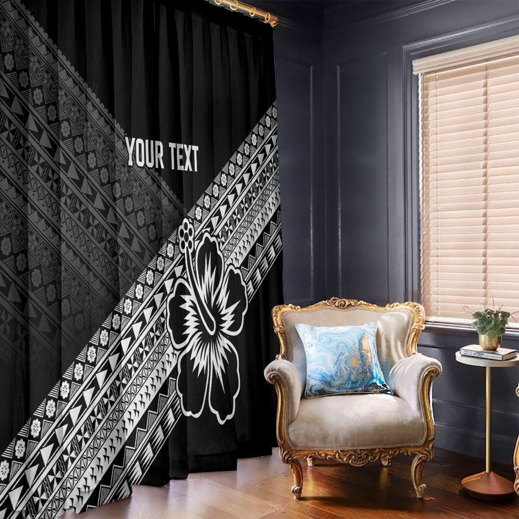 Custom Rugby Fiji Window Curtain Black Traditional Masi Inspired