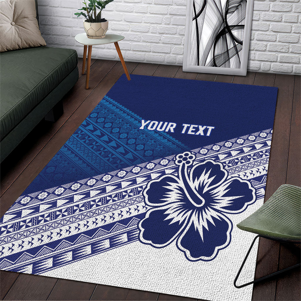 Custom Rugby Fiji Area Rug Blue Traditional Masi Inspired