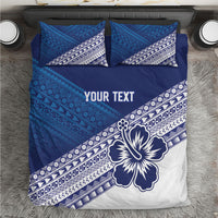 Custom Rugby Fiji Bedding Set Blue Traditional Masi Inspired