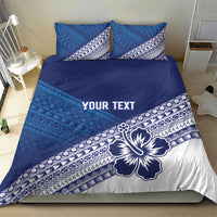 Custom Rugby Fiji Bedding Set Blue Traditional Masi Inspired