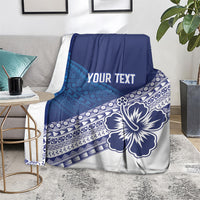 Custom Rugby Fiji Blanket Blue Traditional Masi Inspired